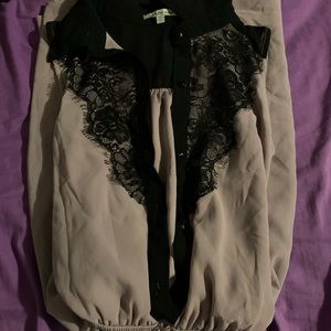 Charolette Russe Purple Dress with Lace Trim